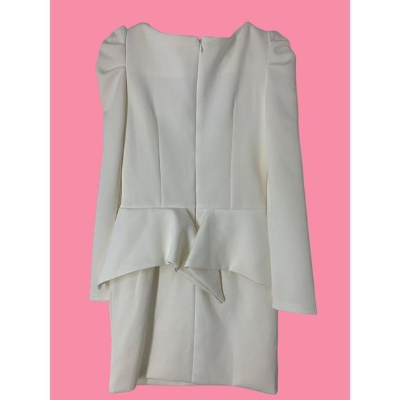 Womens Blingor White Scuba Bling Embellished Peplum Dress Size Small 4/6 5203 - Picture 10 of 14